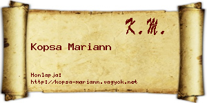 Kopsa Mariann névjegykártya