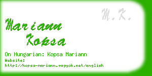 mariann kopsa business card
